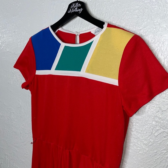 Vintage 90’s Studio 36 Color Block Midi Dress - Picture 2 of 4